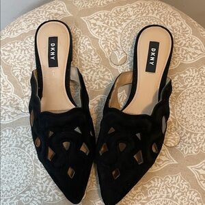 DKNY Black Cutout Mules size 9